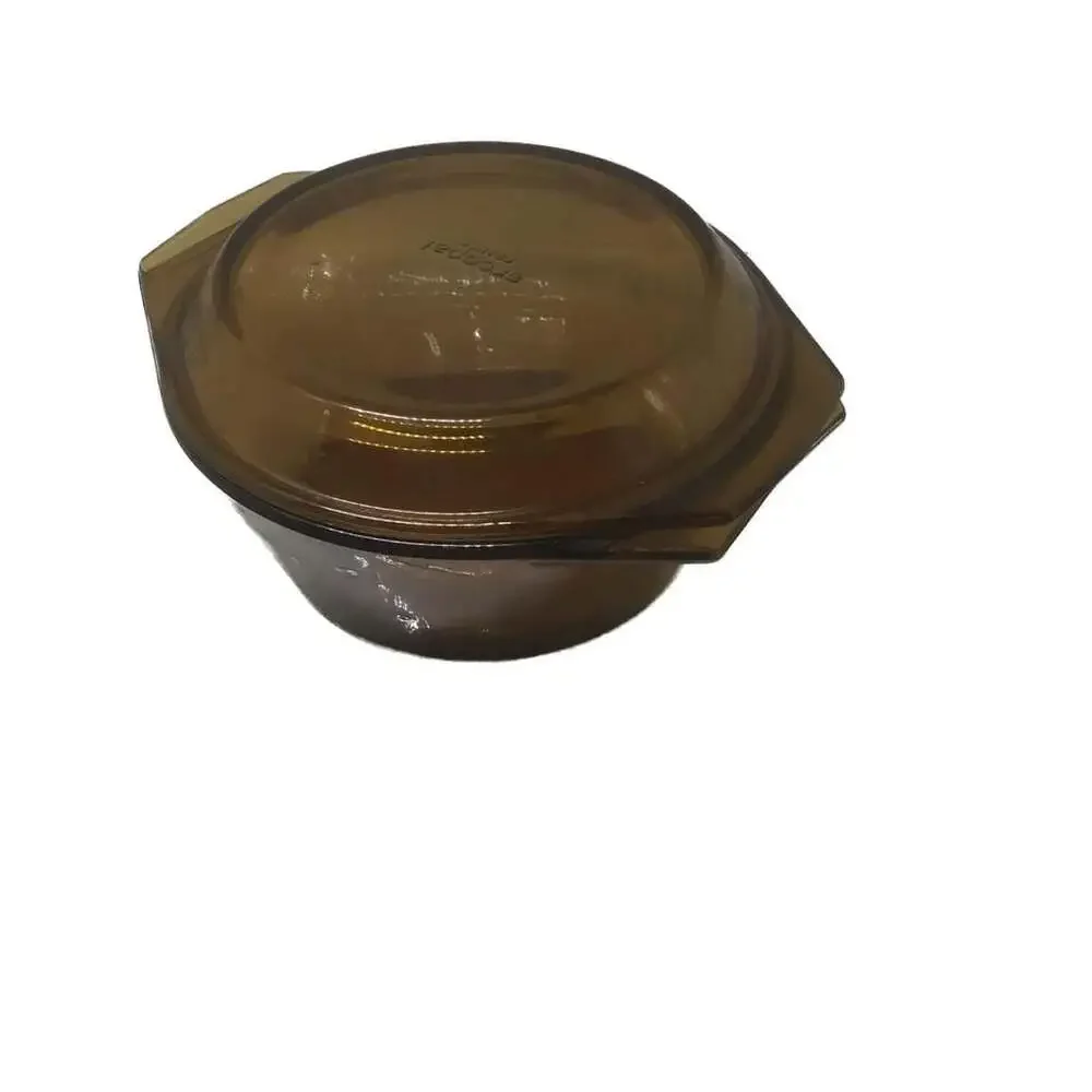 Arcopal France Amber Brown Glass Covered Casserole Dish